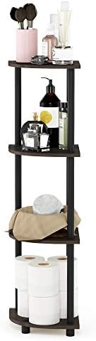 Furinno TURN-N-TUBE Corner Shelf, 4-Tier Corner Bookshelf, Display Storage Shelves with Open Shelves, for Organization and Storage, Living Room, Home Office, Garage, Dark Brown Grain - Image 5