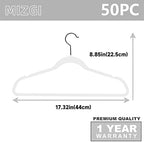 MIZGI White Velvet Hangers 50 Pack Non Slip Heavy Duty Black Hooks - Image 6