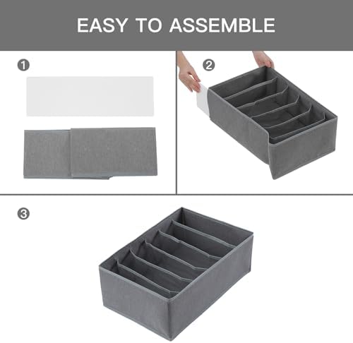 Qozary Jeans Pants Organizer for Closet, 4 Pack Drawer Organizers for Clothing, 6 Grids Wardrobe Clothes Organizer, Jean Organizer for Closet, Deep Drawer, Clothes Organizer for Shirts, Legging - Image 7