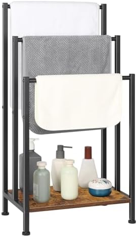 Towel Rack Freestanding, Blanket Rack Stand with Wooden Storage by NOVIMANGO