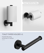 12 Pcs Matte Black Bathroom Hardware Accessories Set SUS304 Stainless Steel - Image 4