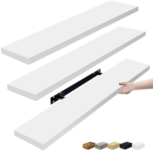 Sorbus Floating Shelves for Wall Storage (35 Inch, 3 Pack, White) by Sorbus