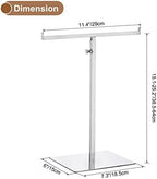 uxcell Purse Display Stand T Shaped Metal Adjustable Handbag Rack Double Hook Holder Necklace Organizer for Home Boutique Store - Silver - Image 2