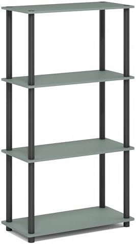 Furinno Turn-N-Tube Storage Shelves, 4-Tier Toolless Book Shelf, Corner Shelf, Open Shelves, for Organization and Storage, Living Room, Garage, Home Office, Sage Green - Image 7
