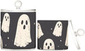 Cute Halloween Ghost Blacck Qtip Holder Waterproof Dustproof Apothecary Jars with Lids For Bathroom Cotton Swabs Makeup Sponges Floss Picks Bath Salts 2 Pack by Tatenale