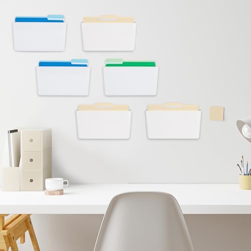 EASEPRES 6 Pack White Plastic Single Pocket Hanging File Organizer, Wall Mount Paper Mails Magazines Holder, Mounted Folder Bins for Office School and Home, 12.99x4.13x7.48 inches - Image 4