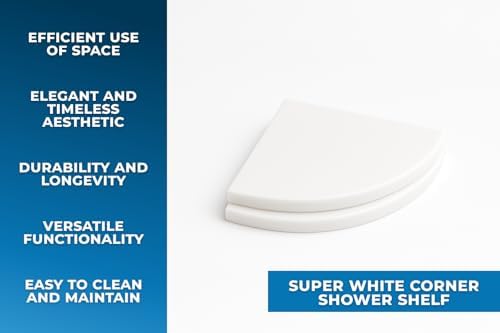 9 Inch Super White Engineered Marble Corner Shower Shelf Bathroom Caddy, Wall Mounted Shower Shelf, Classic Flatback Design (2) - Image 5