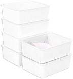 Cetomo Plastic Underwear Drawer Organizer with Lid, Lidded Storage Box for Bras, Plastic Basket for Closet and Shelf, Stackable, White (31 x 24 x 11 cm) by Cetomo