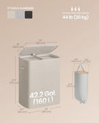 SONGMICS Laundry Hamper with Lid, 160L Double Laundry Basket, Steel Frame - Image 6