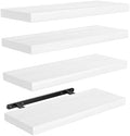 Amada Paulownia Wood Floating Shelves for Wall, Set of 4, White by AMADAHOMEFURNISHING