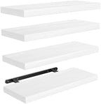 Amada Paulownia Wood Floating Shelves for Wall, Set of 4, White by AMADAHOMEFURNISHING