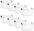 Superio 49 Quart Clear Plastic Storage Boxes with Lids, Stackable Organizer Containers, BPA-Free Storage Bins for Home, Office, School & Dorm, 8 Pack by Superio