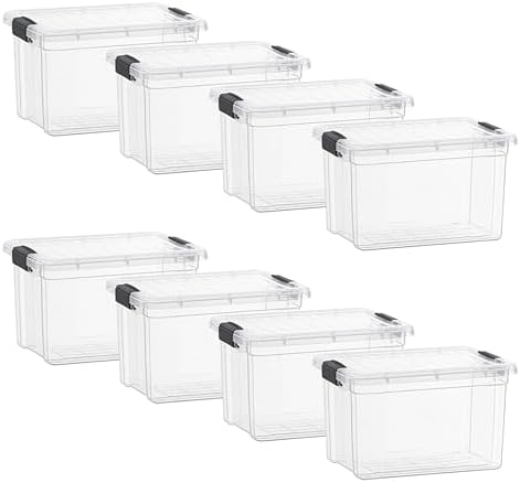 Superio 49 Quart Clear Plastic Storage Boxes with Lids, Stackable Organizer Containers, BPA-Free Storage Bins for Home, Office, School & Dorm, 8 Pack by Superio