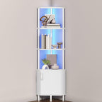 HOOBRO Corner Cabinet with LED Light, Corner Shelf Stand with Storage and Doors, 5-Tier Industrial Corner Bookshelf, 59” Tall Display Rack Shelf, for Living Room, Kitchen, White WT147DCJ01 by HOOBRO