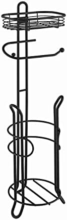 SunnyPoint Bathroom Heavyweight Toilet Tissue Paper Roll Storage Holder Stand with Reserve and Shelve, The Reserve Area Has Enough Space to Store Mega Rolls. (Black) - Image 6