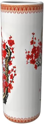 Oriental Furniture 20" Cherry & Flowers Blossom Porcelain Umbrella Stand - Image 6