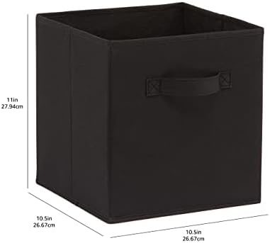 Amazon Basics Collapsible Fabric Storage Bins Organizer with Handles, Sturdy, Foldable, 10.5" x 10.5" x 11", Black, 6 Count (Pack of 5) - Image 5