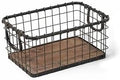 13.8" Wide Rectangular Sturdy Hand Welded Farmhouse Metal Wire Basket with Rustic Wooden Bottom For Shelves, Closet Storage Bins for Shelves. Also For Laundry, Towel, Spice Rack, Tool Box (14"x9") by Unknown