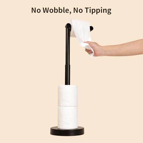 YUMORE Toilet Paper Holder Stand, Minimalist Design, Matte Black - Image 3