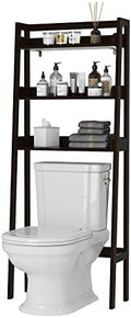 UTEX Behind Toilet Bathroom Organizer, 3-Tier Wood Ladder Shelf, Espresso by UTEX