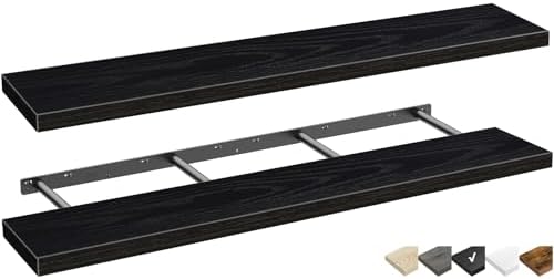 QEEIG Extra Long Floating Shelves for Wall (Black, Set of 2, 55.1") by QEEIG