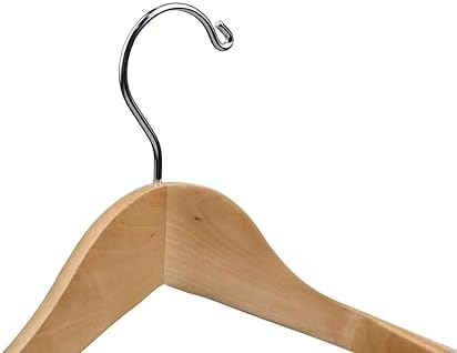 DEILSY™ Natural Suit Hangers for Men with Non-Slip Pants Bar & 360° Swivel Hook - Smooth Finish Wooden Coat Hangers, Heavy Duty Wooden Hanger – Pack of 6 - Image 3