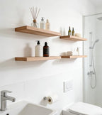 17 Inch Rustic Wood Floating Shelves Farmhouse Wooden Wall Shelves for Bathroom Bedroom Living Room Kitchen Office Set of 6 Light Brown - Image 6