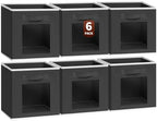 Homsorout Cube Storage Bins - Fabric Shelves for Closet Organization, Foldable Storage Bins for Clothes, Decorative Storage Baskets with Window for Home, Set of 6, Black by Homsorout