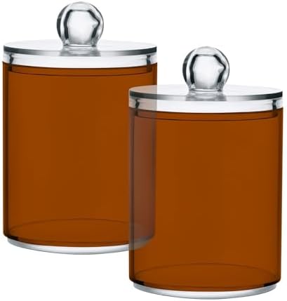 4 Pack Qtip Holder Dispenser with Lids,Brown Red Storage Containers,Bathroom Canisters Organizer for Cotton Ball,Cotton Swab,Cotton Round Pads,Floss 21214711 - Image 7