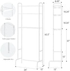 STDDRE 3-Tier Over The Toilet Storage Space Saver with Paper Holder Freestanding Rack Metal Bathroom Shelves with Hooks Above The Toilet Storage Shelf (White, 3 Tier) - Image 3