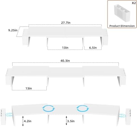 AUPSEN Dual Monitor Stand Riser with 2 Pen Holders, Desk Organizer, White - Image 7
