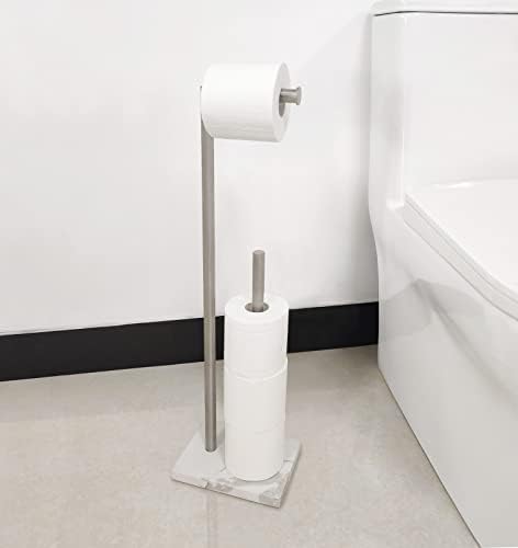 Gzila Free Standing Toilet Paper Holder Stand with Reserve, Heavy Weighted Marble Base Design, Bathroom Stands Tissue Rolls Holder, 304 Stainless Steel Brushed Nickel - Image 3