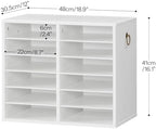 HOOBRO Literature Organizers, 12 Compartments Office Mailbox with Adjustable Shelves, Wood Countertop Literature Sorter for Office, Home, Classroom, Mailrooms Organization White WT12WF01 - Image 2