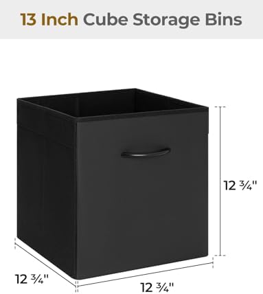 StorageWorks 13in Black Storage Cubes, Leather Cube Organizer Bins, 4-Pack - Image 2