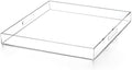 Clear Acrylic Ottoman Tray with Cutout Handles 20x20 Inch Over Sized Serving Tray, Organizer Rubber Boot Tray Decorative for Living Room Bedroom,Bathroom and Entryway Kitchen Tabletop by ATOZONE
