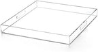 Extra Large Clear Acrylic Ottoman Tray with Cutout Handles 24x24 Inch Over-Sized King-Size Serving Tray Boot Organizer Decorative Tray for Living Room Bedroom,Bathroom and Kitchen Entryway by ATOZONE