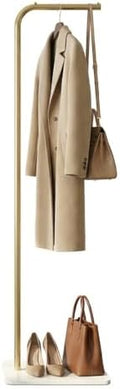 Coat Rack, L-Shaped Freestanding Metal Clothes Stand with Sintered Stone Base, Stable & Sturdy Storage for Coats, Hats, Bags, and Scarves, Ideal for Entryway, Office, and Bedroom, 15.7" x 9.8" x 67" by Unknown