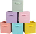 Stero 13x13x13 Inch Fabric Storage Bins 6 Pack Fun Colored Durable Storage Cubes with Handles Foldable Cube Baskets for Home, Kids Room, Closet and Toys Organization Multi Colors by Stero