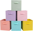 Stero 13x13x13 Inch Fabric Storage Bins 6 Pack Fun Colored Durable Storage Cubes with Handles Foldable Cube Baskets for Home, Kids Room, Closet and Toys Organization Multi Colors by Stero