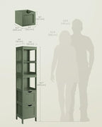 VASAGLE Bathroom Floor Cabinet, 2 Drawers, 55.7" H, Forest Green - Image 3
