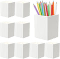 Jutom 8 Pcs White Acrylic Pen Holder for Desk, Pencil Cup Bulk Makeup Brush Storage Organizer, Desktop Pencil Cup Stationery Desktop Stationery Organizer for Office School Home Supplies by Jutom