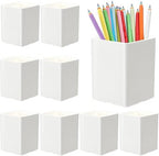 Jutom 8 Pcs White Acrylic Pen Holder for Desk, Pencil Cup Bulk Makeup Brush Storage Organizer, Desktop Pencil Cup Stationery Desktop Stationery Organizer for Office School Home Supplies by Jutom