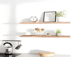 YYWUOJJ Wood Floating Shelves for Wall Decor, Rustic Wall Shelves for Bedroom Bathroom Kitchen Living Room, Set of 4 Light Walnut 48 Inch - Image 7