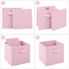 Stero 13x13x13 Inch Fabric Storage Bins 6 Pack Fun Colored Durable Storage Cubes with Handles Foldable Cube Baskets for Home, Kids Room, Closet and Toys Organization Pink - Image 3