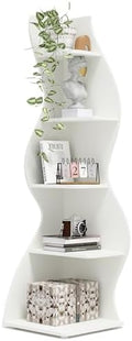 Tribesigns Corner Shelf, Modern 5-Tier Wall Corner Bookshelf, Stylish Corner Small Bookcase Storage Rack Plant Stand with Unique Shape for Living Room, Home Office (White, 1PC) by Tribesigns
