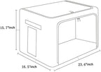 FHSQX Extra Large Clothes Storage Bins Foldable Metal Frame Storage Box Stackable Linen Fabric Box Organizer Set with Carrying Handles and Clear Window (Beige, 23.6x 16.5x 15.7 Inch) - Image 6
