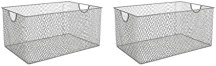 YBM HOME Household Wire Mesh Metal Steel Storage Basket Organizer, Open Bin Shelf Organizer for Kitchen, Cabinet, Pantry, Fruit and Vegetables (2-Pack, 13.3x8.5x6.5) 2321s-2 by YBMHome