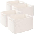 4 Pack Storage Baskets for Organizing, Woven Baskets for Shelves - Perfect for Toys, Books, Towels, and Clothes, Durable Gift Basket Bins Toy Storage, 15.7''Lx11.8''Wx7.8''H, White by SIXDOVE