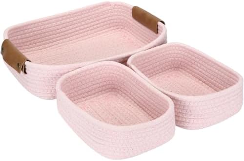Sea Team Nesting Rectangular Woven Cotton Rope Storage Basket, 3-Pack by SeaTeam