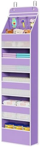 Univivi Fabric Over the Door Organizer for Baby Nursery, Purple, 6-Shelf by Univivi